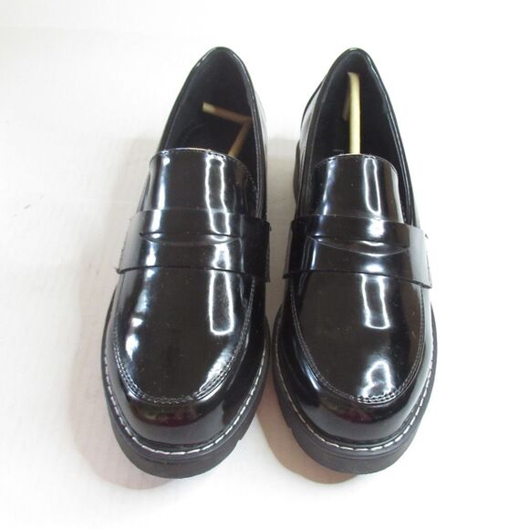 JF J. Ferrar Womens Danica Penny Loafers Black Shiny Contrast Stitch 7.5 E New - Picture 3 of 8